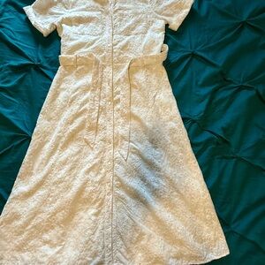Sezane Adèle Dress White With Cream Embroidery - Size 4